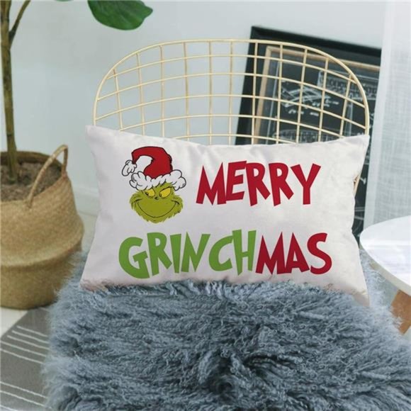 Merry Christmas Pillow Cover Christmas Cushion Cover Linen 20 x 12 Inches - Picture 5 of 6